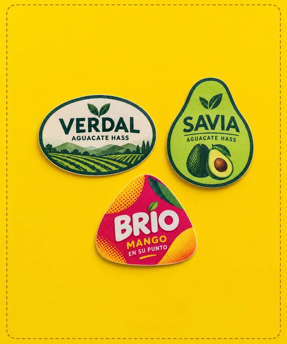 Etiquetas hortofrutícolas para mango y aguacate con troquel especial