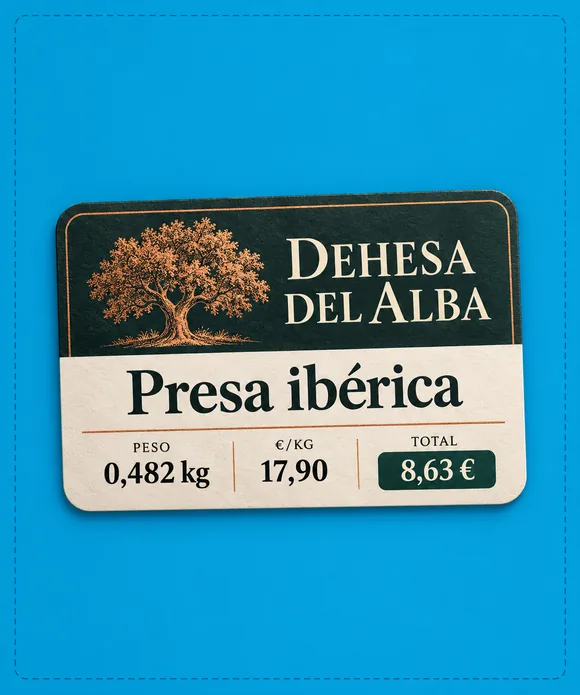 Etiquetas para carne peso-precio para bandejas de industria cárnica