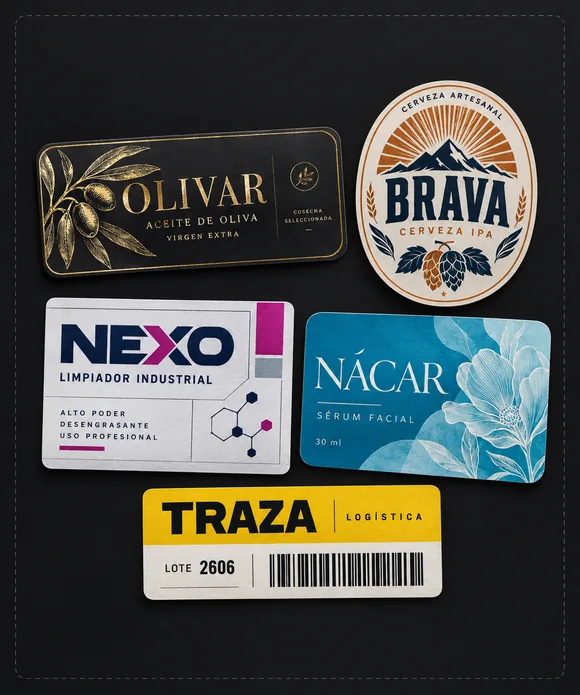 Etiquetas para empresas de aceite, cerveza y cosmética, parte de los servicios de etiquetas adhesivas de Troquela