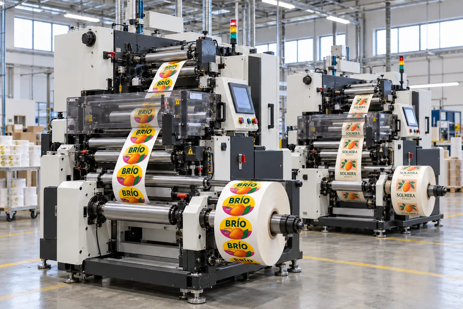 Máquinas de impresión de etiquetas adhesivas para mango de Troquela, empresa de etiquetas en Málaga